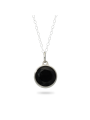 Pendant Black onyx facet steel