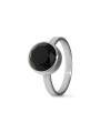 Ring Black onyx facet steel