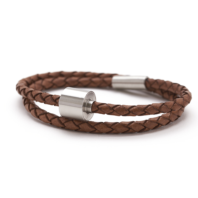  Meangel Braided Leather Bracelet for Men Stainless